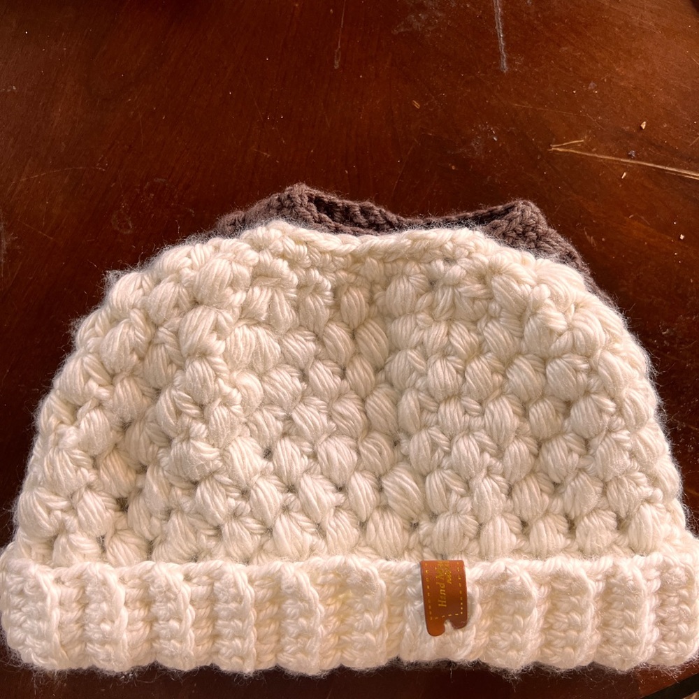 Handmade crochet ponytail messy bun puffy stitch